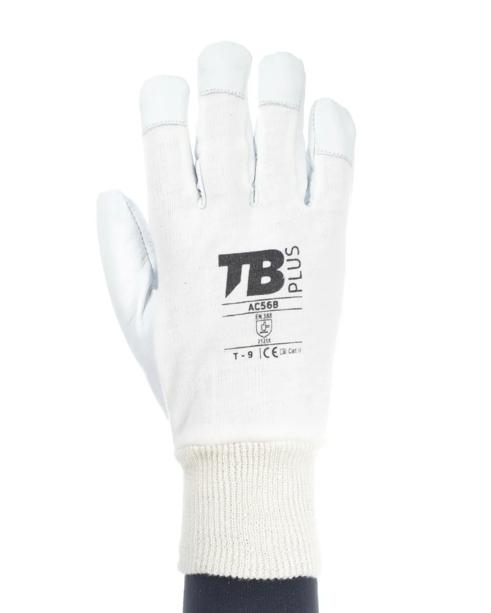 Pack 10 guantes protección mecánica algodón palma y puntas piel flor cabra AC56B Tomás Bodero - Imagen 4