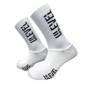 Calcetines Aero-sock ciclismo caña alta White ULEVEL