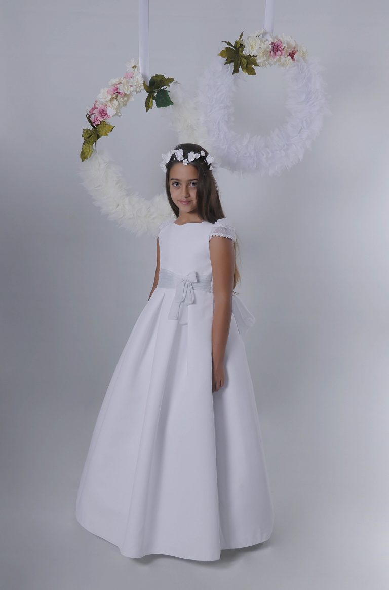 Vestido primera comunión gasa blanca - Imagen 2