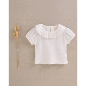 BLUSA BEBE NIÑA DE MUSELINA, BLANCA