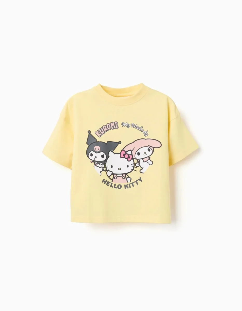 CAMISETA DE ALGODÓN CON ESTAMPADO KUROMI MY FRIENDS PARA NIÑA, AMARILLO