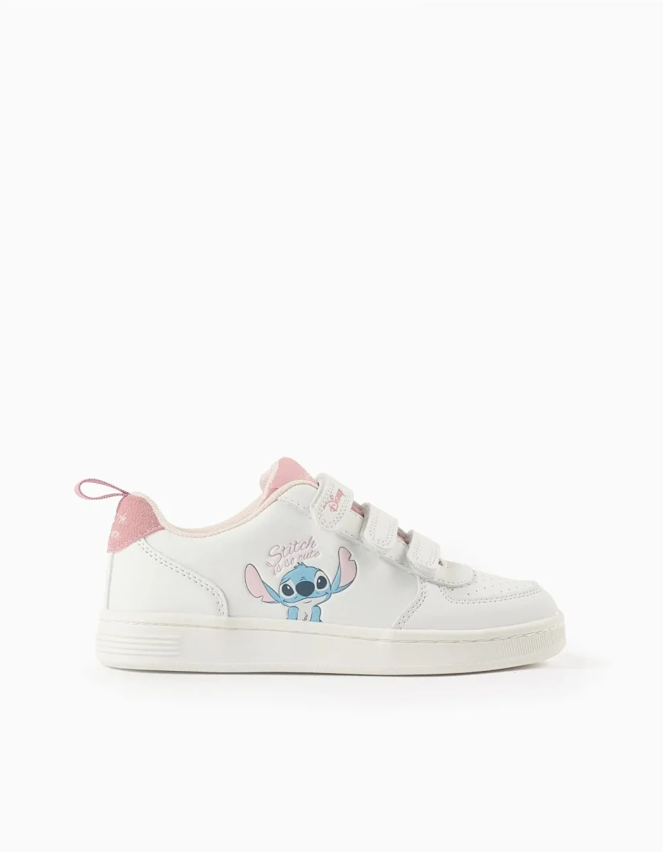TENIS NIÑA CON CIERRE DE VELCRO ‘STITCH’, BLANCO/ROSA - Imagen 2
