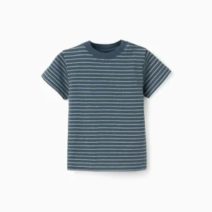 CAMISETA NIÑO RAYAS JACQUARD, AZUL/BEIG