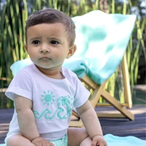 CONJUNTO BAÑO VICHY TURQUESA NIÑO